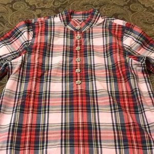 J.Crew Button Plaid Tunic Top Size 6